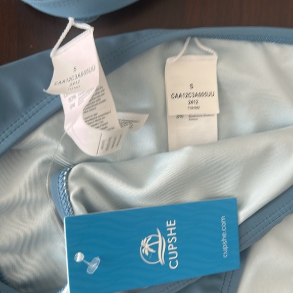 Cupshe Boho Rhapsody Lace-Up Back Bralette & Hipster Bikini Set Blue Size S - Picture 6 of 10